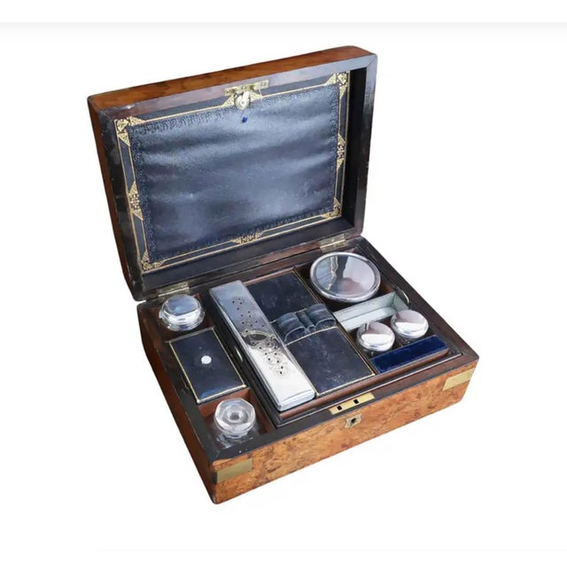 Antique Gentlemans Dressing Box in Burr Walnut, 1865, Set of 6 For Sale - Image 13 of 13