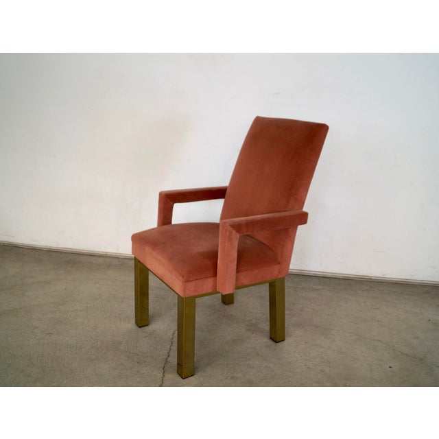 Baker Furniture Company 1980’s Hollywood Regency Milo Baughman Style Brass Armchair For Sale - Image 4 of 12
