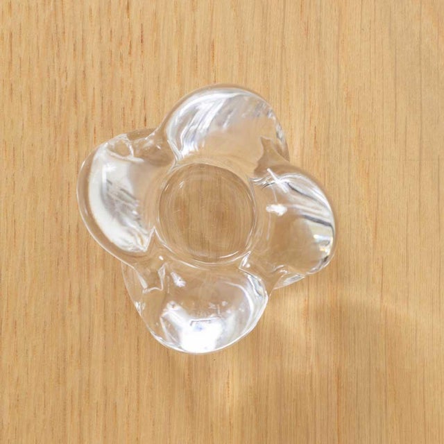 1950s Pair of French Glass Candle Holders For Sale - Image 9 of 10