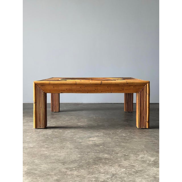 Sunburst Rattan Coffee Table, Attributed to Vivai Del Sud, Italy, 1970s For Sale - Image 10 of 17