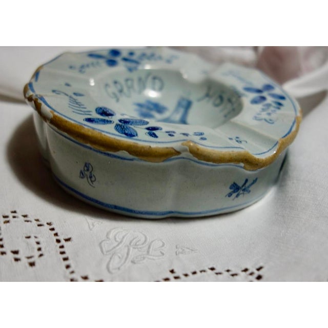 Totally charming porcelain pale blue ashtray with handpainted historic Florence building and floral designs in a darker...