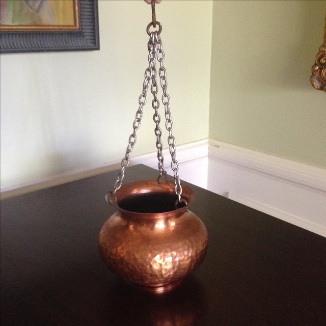 Vintage Hammered Copper Hanging Planter Chairish