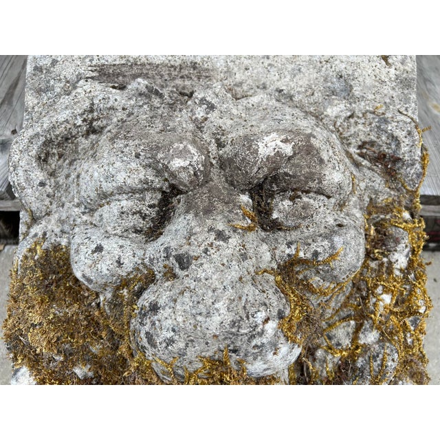 Authentic 19th Century French Carved Stone Lion Fountain Element For Sale - Image 4 of 17