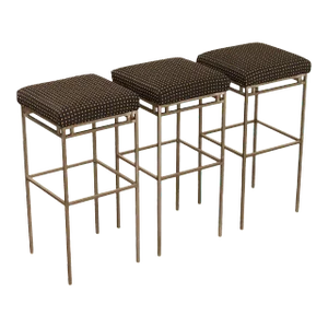 Contemporary Industrial Style Metal Frame Bar Stools - Set of 3