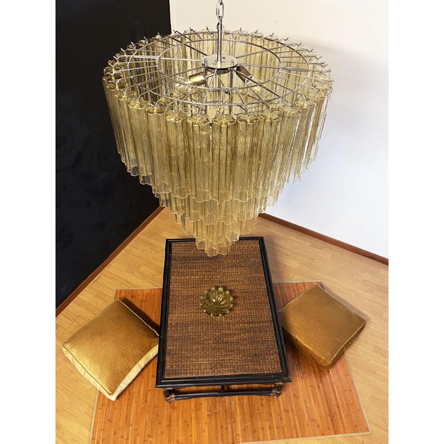 Vintage Murano Glass Tiered Chandelier with 78 Glasses in Light Amber, 1990s For Sale - Image 16 of 18