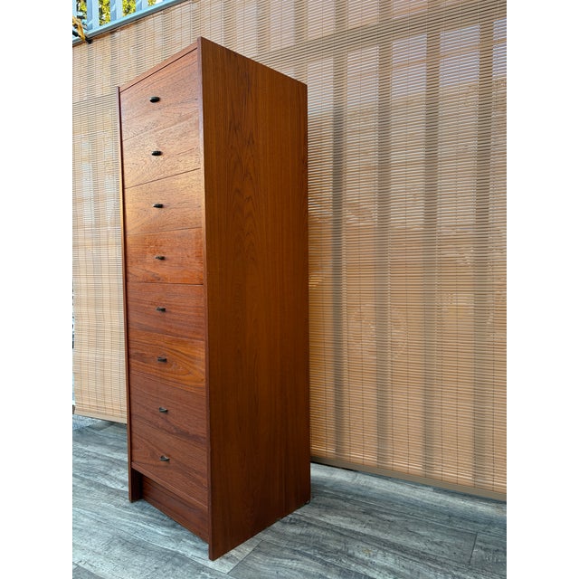 Mid Century Danish Modern Teak Highboy / Lingerie Chest of Drawers. Circa 1970s For Sale - Image 18 of 18