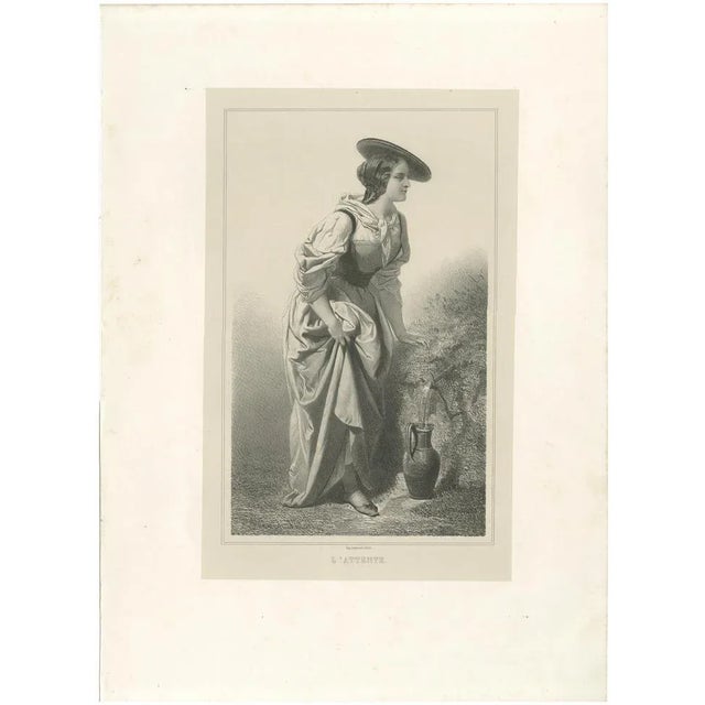 L’Attente, 1840s, Lithograph on Paper For Sale - Image 10 of 10