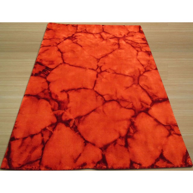 3x5 Freya Charming Red Abstract Geometric Contemporary Hand Knotted Wool Rug For Sale - Image 4 of 4