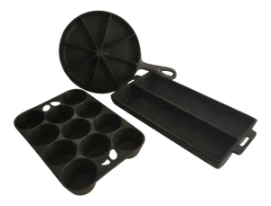 Vintage 1960s Cast Iron Cookware - 3 Piece Set