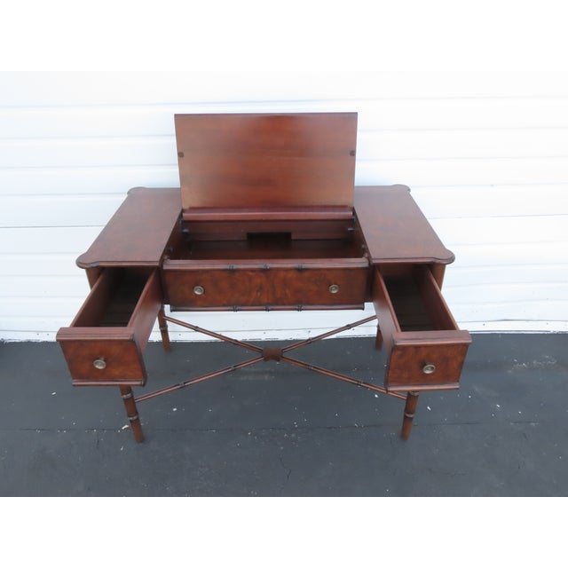 Hollywood Regency Hollywood Regency Henry Link Bali Hai Style Faux Bamboo Computer Desk 6438a For Sale - Image 3 of 16