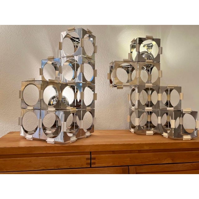 Modular Floor Lamp in Brushed and Polished Stainless Steel from Reggiani, Italy, 1970s For Sale - Image 11 of 17