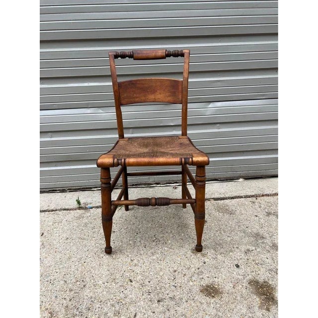 Antique Early American Primitive Style Rush Seat Side Chair Solid wood frame, sturdy and comfortable , turned legs...