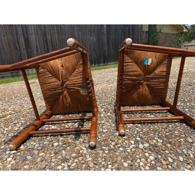 American Vintage Tell City Chair Company Ladder-Back Rush Seat Chairs For Sale - Image 3 of 12