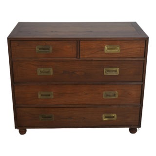 Baker Campaign Style 2 Over 3 Drawer Chest For Sale