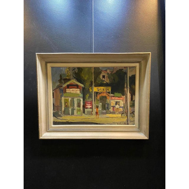 1940s Paul Chevallier, Garden's Coffee, Oil on Wood, 1944 For Sale - Image 5 of 9