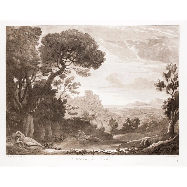 Narciso and Echo - Original B/W Etching after Claude Lorrain - 1815 1815 For Sale