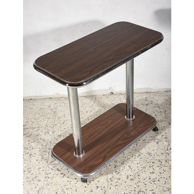 Trolley Table in Wood and Chromed Steel, Italy, 1980 For Sale - Image 4 of 8