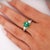 Green 3.38 Carat Colombian Emerald & Diamond Filigree Three Stone Ring, Size 8 For Sale - Image 8 of 10