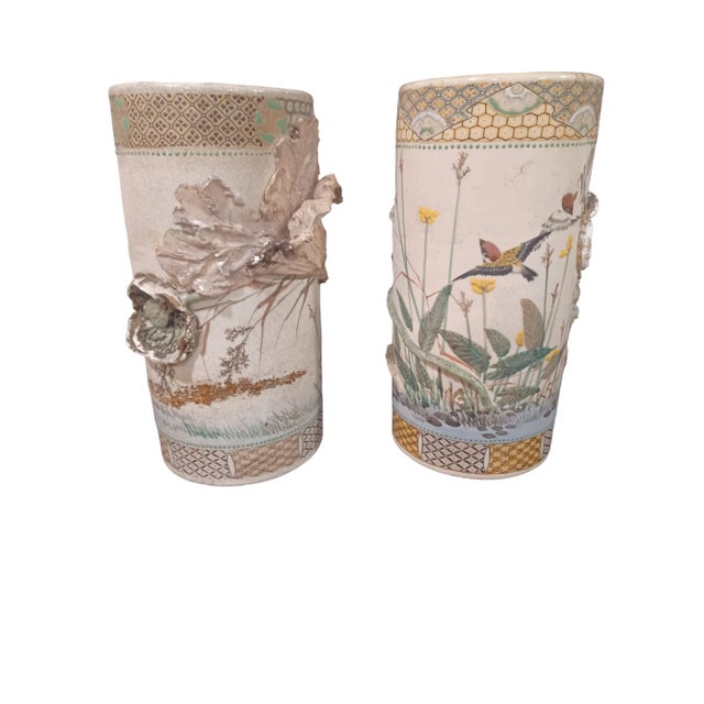 Pair of Early 20th Century Makuzu Kozan Style Earthenware Cache Pots For Sale - Image 11 of 11