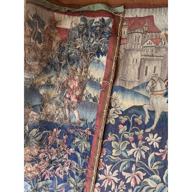19th-Century Wool and Silk Tapestry — Medieval Courtly Scene For Sale - Image 13 of 13