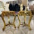 Beige French-Style Gilded Side Table Set of 2 – Beige Marble Top With Gold Leaf Floral Details For Sale - Image 8 of 8
