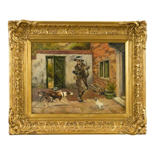 English 19th Century Genre Painting by Charles Hunt Jr, Entitled The Intruder For Sale