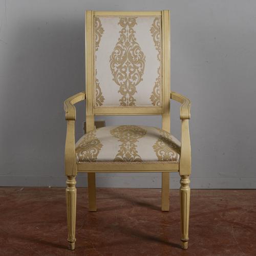 White Chair with Damask Fabric For Sale - Image 8 of 9