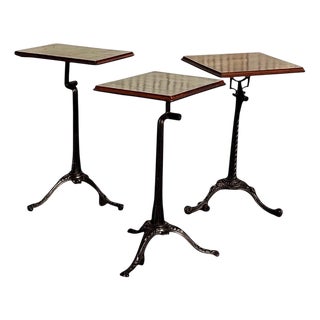 Industrial Factory Edwardian Metal Cast Iron & Wood Machinists Tables, Set of 3 For Sale