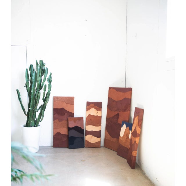 "Red Canyon" Abstract Leather Landscape Artwork For Sale - Image 4 of 4