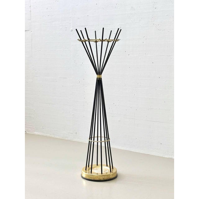 Italian Rotating Umbrella Stand with Brass Elements, Italy, 1950s For Sale - Image 11 of 11