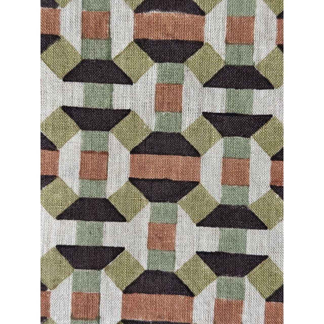 Abstract Expressionism Illusions Fabric by Vanderhurd Linen Hand Print Fabric 1 Yard For Sale - Image 3 of 7