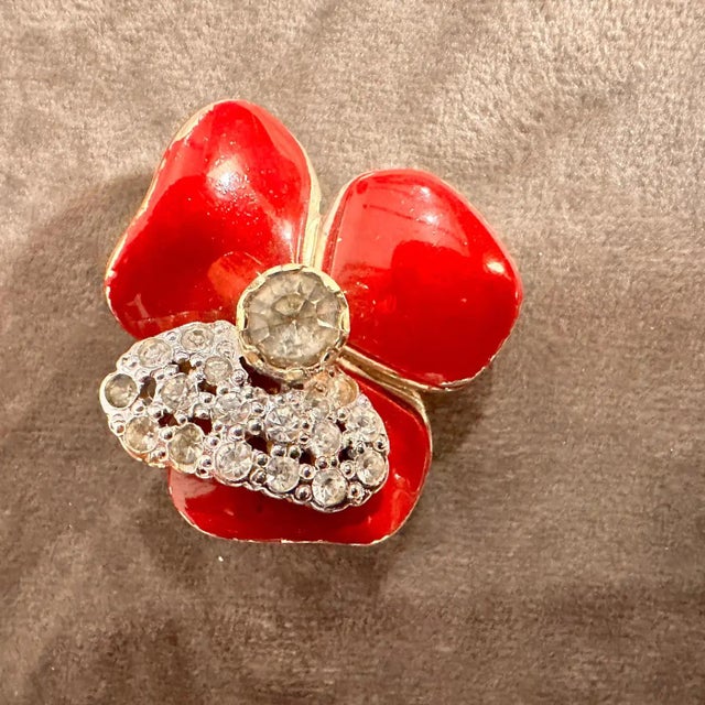 1970s Costume Jewelry Brilliant Red Clip-on Earrings by Valentino For Sale - Image 6 of 12