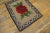 Appreciable Tan Beige Color and Gray Border With Unique Red Flower Design Antique American Hooked Rug For Sale - Image 4 of 4