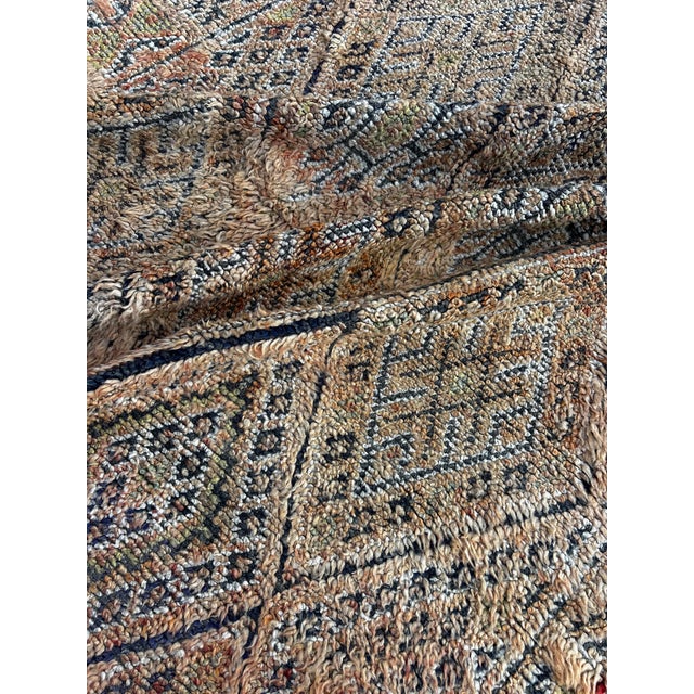 Authentic Moroccan Vintage Boujad Berber Wool Rug -Handwoven Geometric Boho Area Carpet For Sale - Image 9 of 9