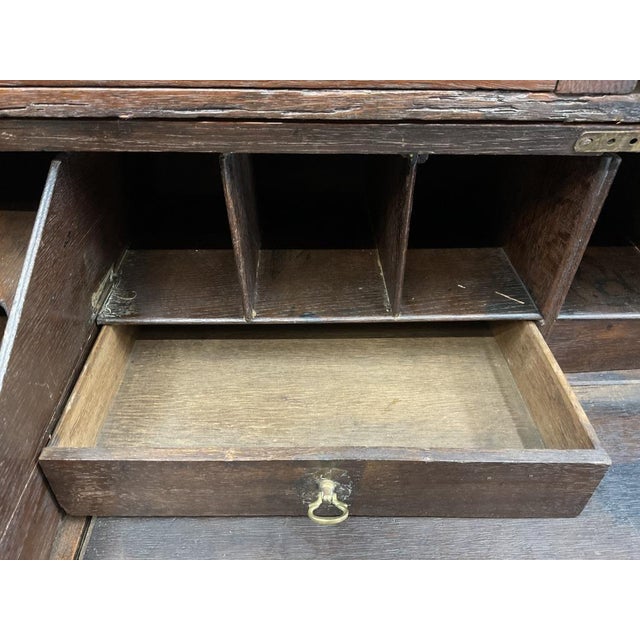 18th Century English Georgian Oak Secretary Bureau Bookcase For Sale - Image 13 of 16