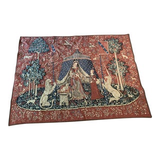 Vintage Point De l'Halluin Weave "The Lady and the Unicorn" Jacquard Woven Tapestry For Sale