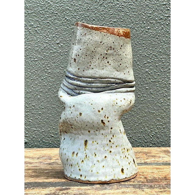 Mid-Century Modern Vintage Abstract Form Ceramic Vase For Sale - Image 3 of 12