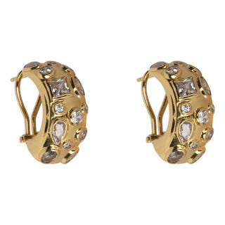 Amaya Hoops Clear Clip On, a Pair For Sale