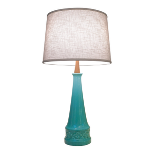 Mid-Century Modern "Alhambra" Van Cleef & Arpels Clover Icon Celedon Art Pottery Ceramic Large Table Lamp 1960s Cn Burman