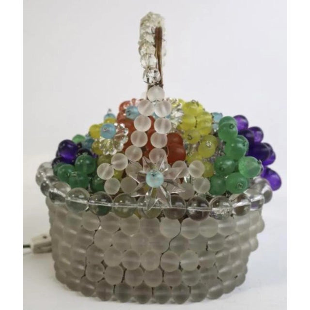 Metal 1930s Czechoslovakian Art Glass Fruit Basket Lamp, Czech Glass For Sale - Image 7 of 11