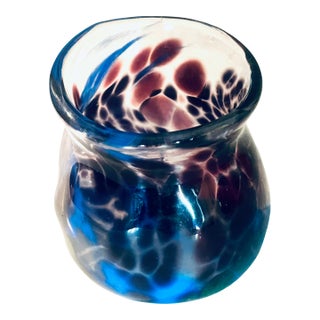 Murano Art Glass Flower Vase Italian Hand Blown Mid-Century Modern For Sale