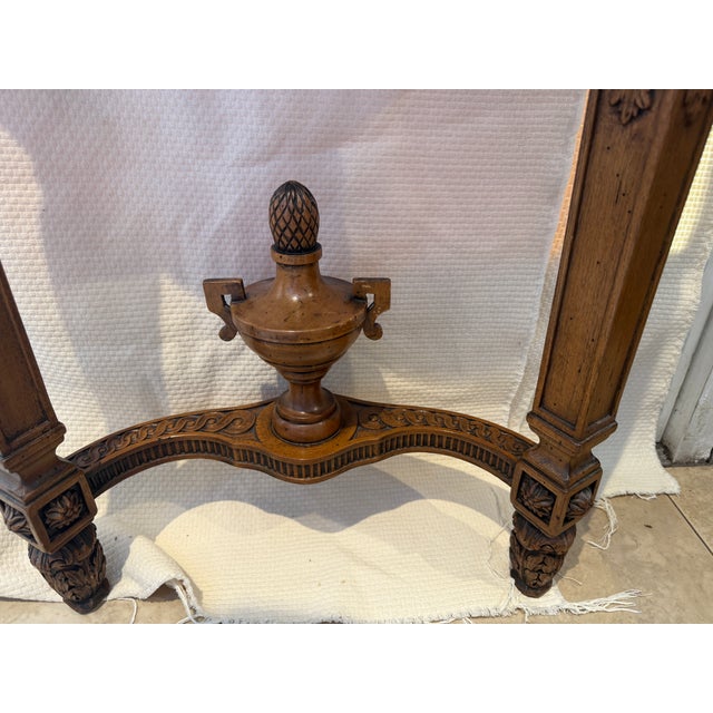 Burnt Umber Mid 20th Century French Louis XVI Style Marble Top Wall Mounted Console Table For Sale - Image 8 of 16
