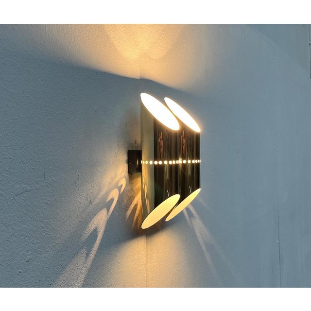 Mid-Century German Space Age Wall Lamp in Brass, 1960s For Sale - Image 11 of 18
