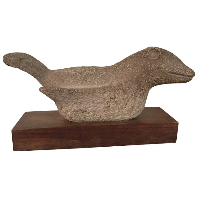 Vintage Modernist Ceramic Porcelain Bird Sculpture Mounted on Wooden Plinth For Sale - Image 11 of 11