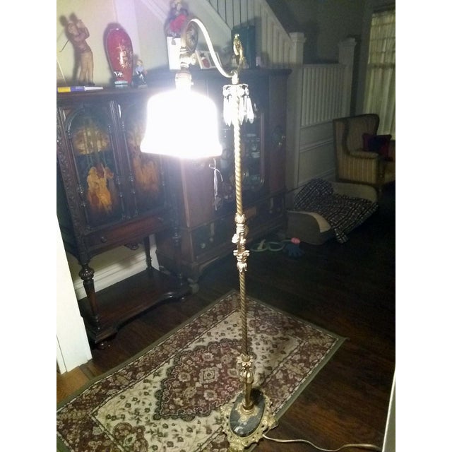 Antique 1920 Single Arm, Bridge Lamp With Marble Base For Sale - Image 9 of 9