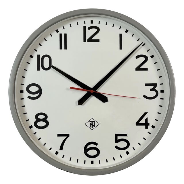 Large Vintage Industrial Wall Clock from TN, 1960s For Sale