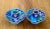 Luscious Chinese bright blue cloisonné candle holders from the 1970s-80s. Solid brass with wonderful floral and leaf...