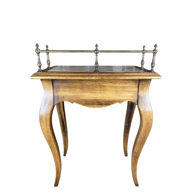 Brandt Vintage Diminutive Side Table With Brass Gallery For Sale - Image 4 of 11