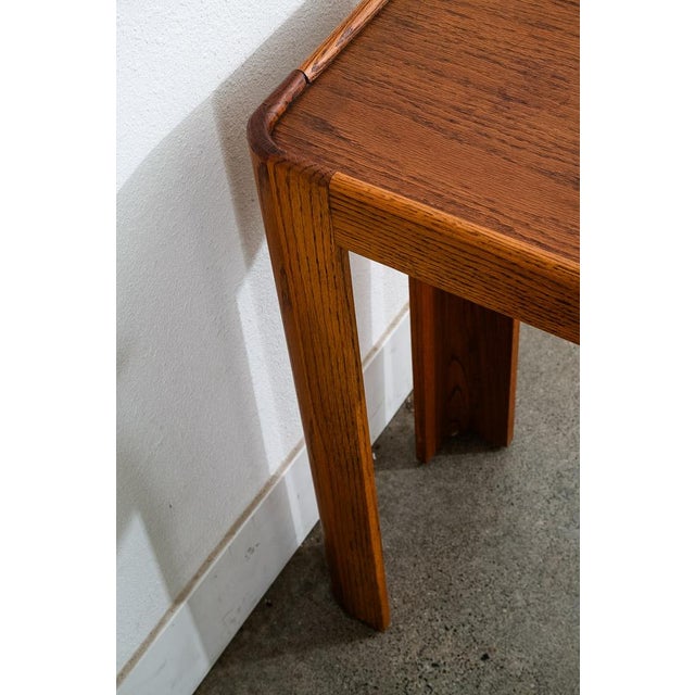 1960s Mid Century Modern Console Table Solid Oak Wood American Foyer Shelf Sofa MCM For Sale - Image 12 of 12