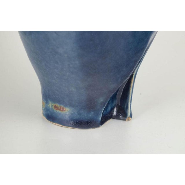 European Stoneware Vase with Asymmetrical Opening, 1987 For Sale - Image 3 of 5